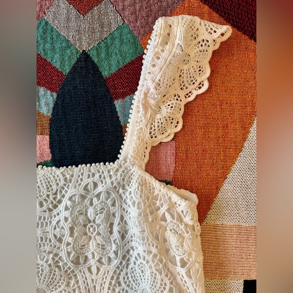 Sezane Edith White Lace/Crochet Lined Boho Top 36/4/Small - Picture 4 of 7